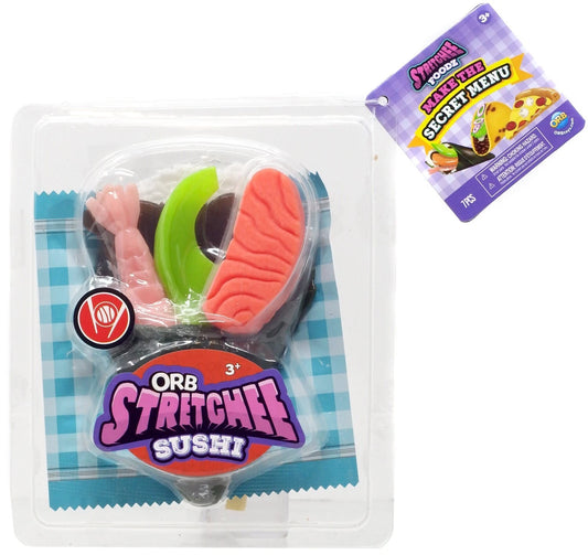 Stretchy sushi roll squeeze toy made of soft TPR material with fun squishy texture sold as a surprise style
