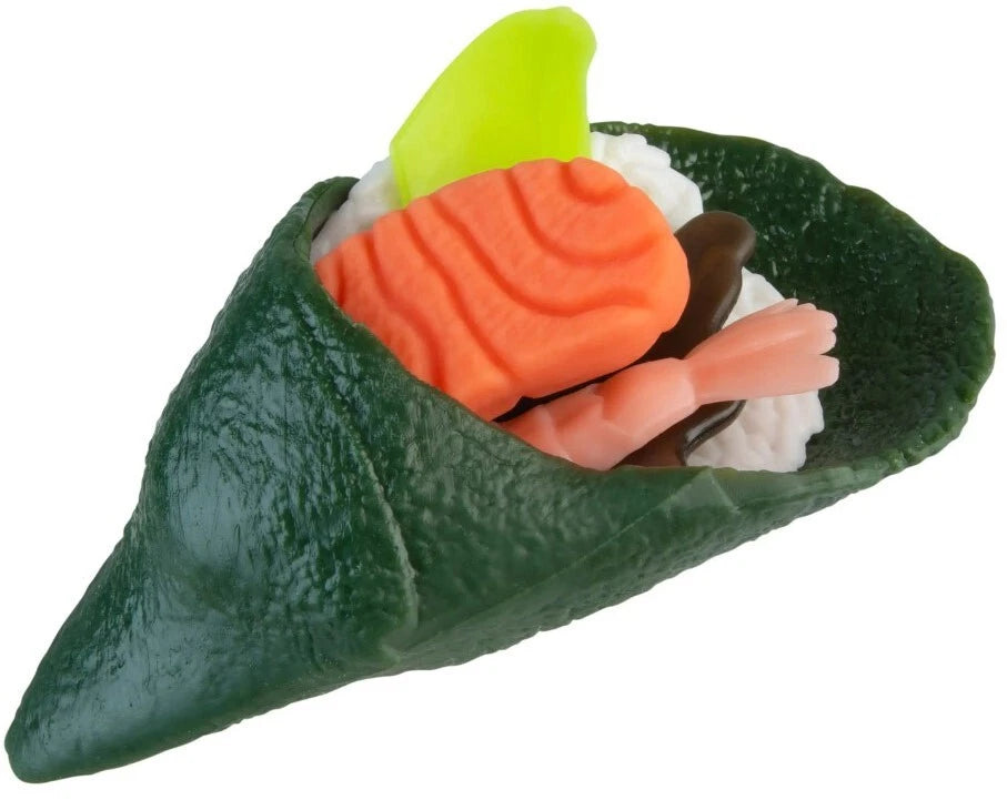 Stretchy sushi roll squeeze toy made of soft TPR material with fun squishy texture sold as a surprise style