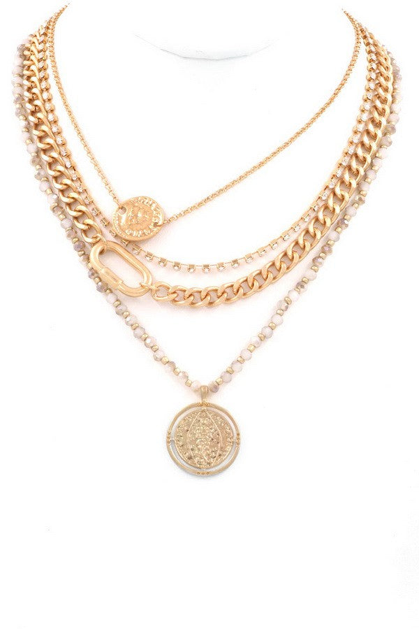 Layered Gold Charm Necklace (Ivory)