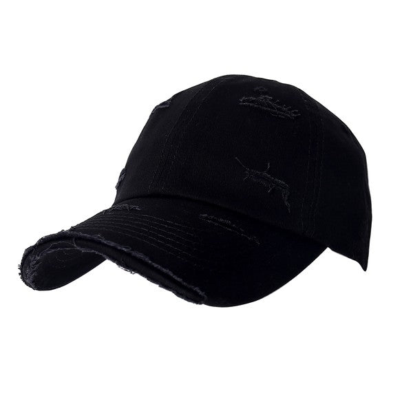 Black Distressed Hat