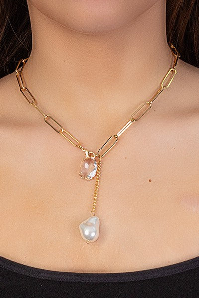 Glass Pearl Link Necklace