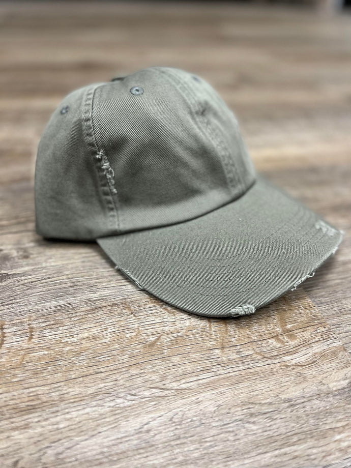 Faded Olive Distressed Hat